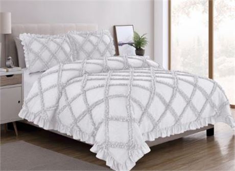 HIG Kanta 3 piece Comforter set, white, KING