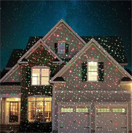 Animated Red & Green Star LED Laser Projector Christmas Lights, 3,200 sq ft, by