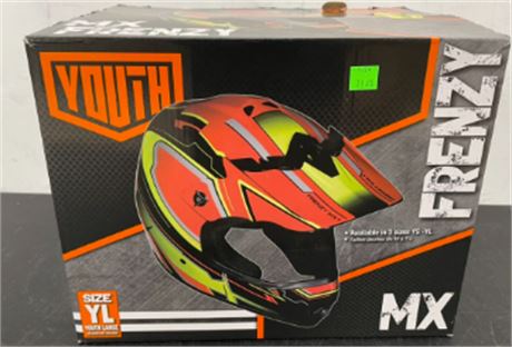 Youth Frenzy MX off-road ATV Helmet DOT Approved Red/Yellow - Youth Large