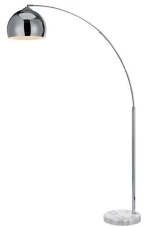 Teamson Home Versanora Arquer Arc Floor Lamp with white shade and Marble base