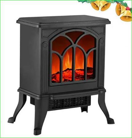 SUGIFT Electric  Freestanding Fireplace Infrared Space Heater, Black