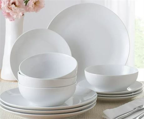 Mainstays 12 piece Dinnerware set, white