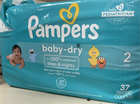 Pampers Baby Dry Diapers Size 2, 37 Count