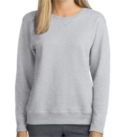 Hanes Womens V-Notch Pullover Fleece Sweatshirt, Gray, Women - Small