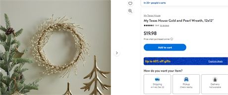 My Texas House Gold and Pearl Wreath, 12x12"