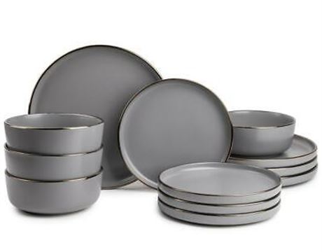 Thyme & Table 12 piece Dinnerware set, grey