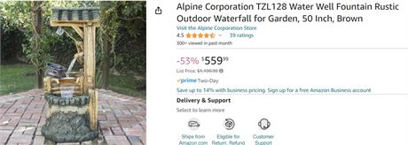 Alpine Corporation TZL128 Water Fountain, 50"x24"x21"