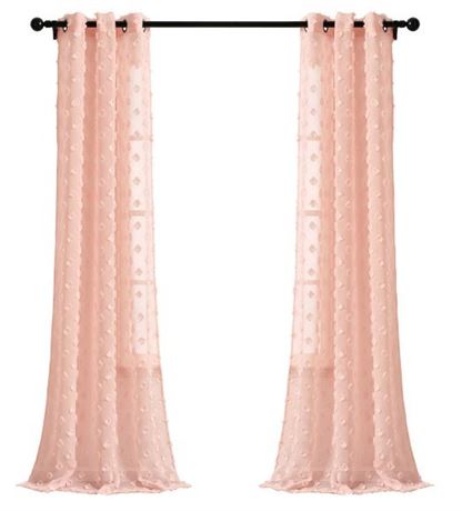 Lush Decor Textured Dot 2 pack Curtain panels, Pink, 38"x84"