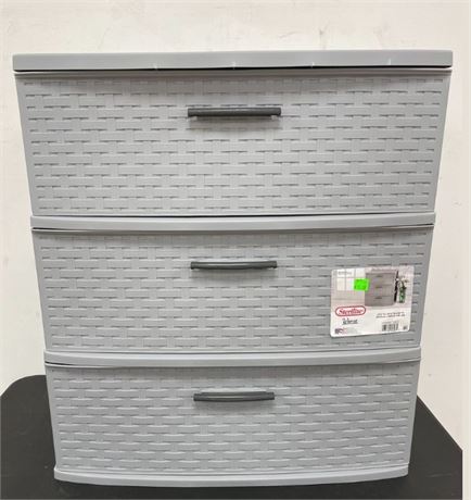 Sterilite 3 Drawer   Wide Weave Tower Cement