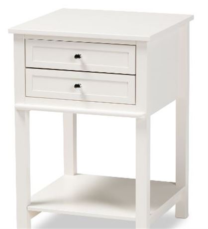 Baxton Studios JY1957-NS Nightstand with 2 drawer, white