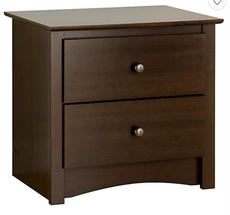 Lot of (TWO) Prepac Tall 2 Drawer Nightstands, Espresso