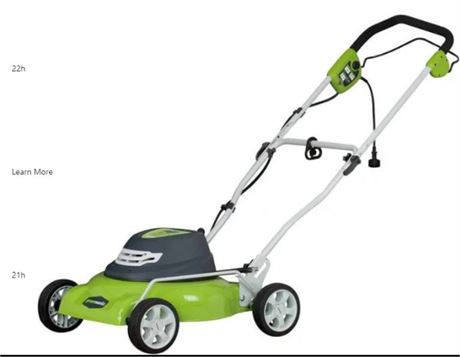 Greenworks 18 Corded Electric 12 Amp Push Lawn Mower 25012