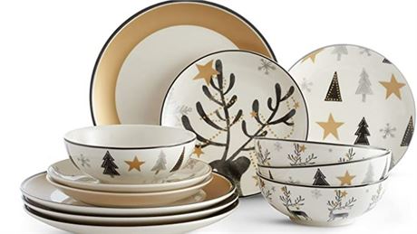 Shimmer Wonderland 12-Piece Porcelain Dinnerware Set
