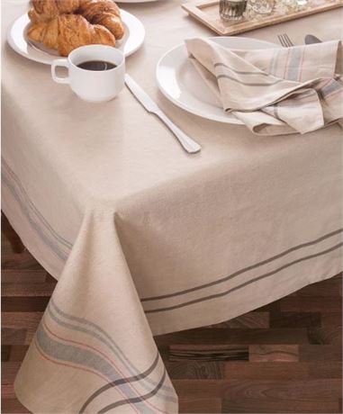 Chambray French Stripe Tablecloth 60" x 104"