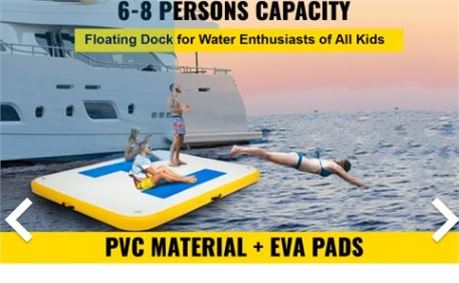 Vevor 10 foot x 10 foot inflatable dock w/electric pump and carrying bag