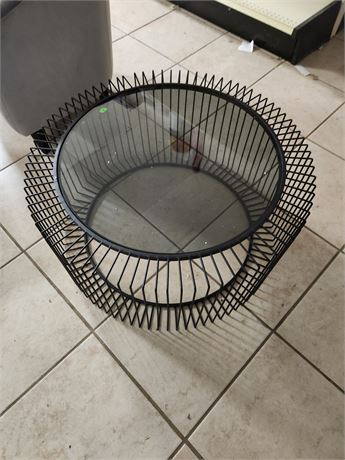 30 inch Glass metal wire Coffee table