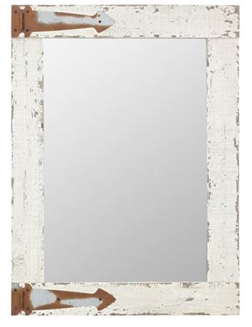 Aspire Wood Frame wall mirror, weathered white, 30"x22"