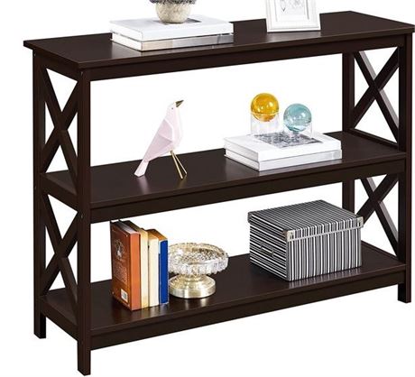 Yaheetech 3 Tier Console Table with 3 Storage Shelves, espresso