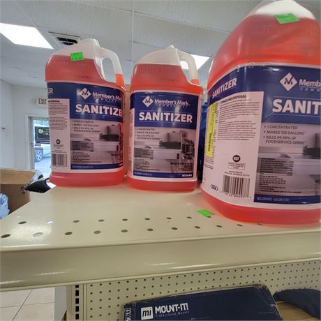 Lot of (THREE) One Gallon Containers of Members Mark Concentrated Sanitizer. Mak