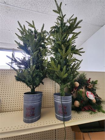 Lot of (2) Let it Snow Pre-Lit 4 foot Christmas Trees