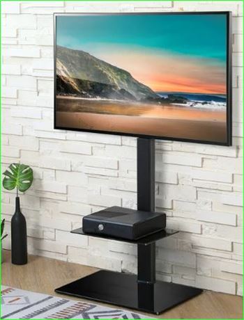 FITUEYES Adjustable Black Floor TV, Swivel Mount