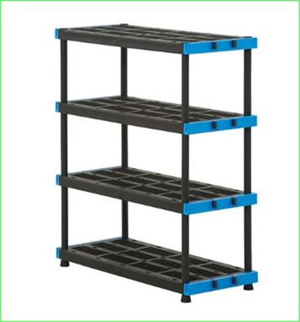 HART 4-Tier 20x48 Interlocking Plastic Shelf Unit: 800 lbs. Capacity