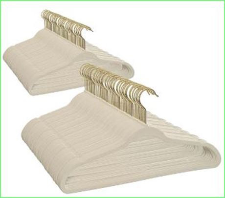 Better Homes & Gardens Non-Slip Velvet  Hangers, 100 Pack, Beige