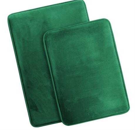 Clara Clark 2 pack of memory foam floor mats, Green, 20"x32" and 17"x24"