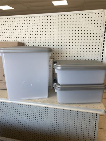 Lot of (THREE) Dry Food Storage Containers, **SMALL ONE HAS A CRACK*
