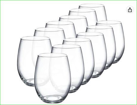 ARC Luminarc Stemless Wine Glasses 15oz, 12pk