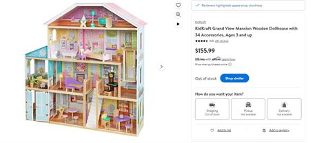 KidKraft Grand View Mansion Wooden Dollhouse with 34 Accessories, Ages 3 and up