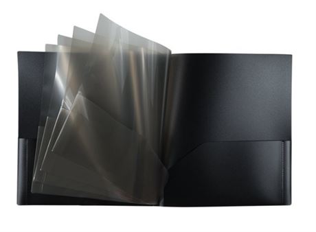 JAM Heavy Duty Plastic Multi Pocket Folders, 10 Pocket Organizer, Black
