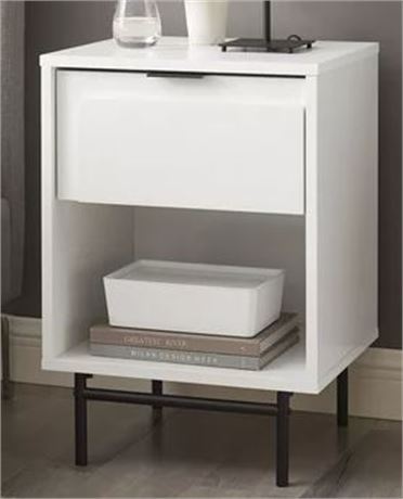 Gap Home 18 in Contemporary 1 drawer Nightstand, Solid White