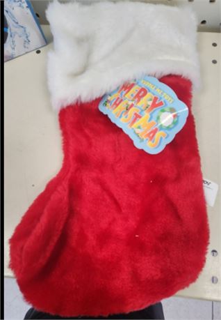 14" Fuzzy Christmas Santa Stocking