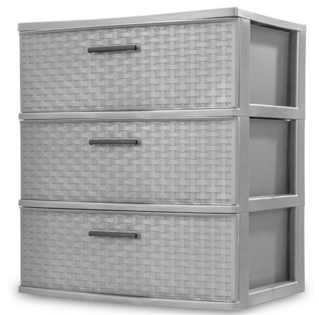 Sterilite 2530 3 drawer Wide Weave Tower, Gray