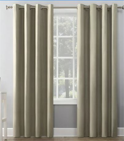 Lot of (TWO) Sun Zero Duran Thermal Insulated 100% Blackout, 50"x84", Linen