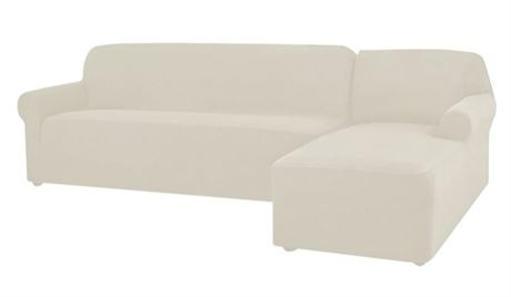 Chunai Sectional Sofa Cover, Right Chaise  3 seats, Ivory White