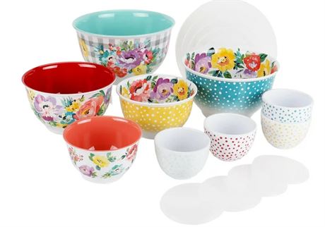 The Pioneer Woman Mixing Bowl Set with Lids, Sweet Romance, 18 Piece Set