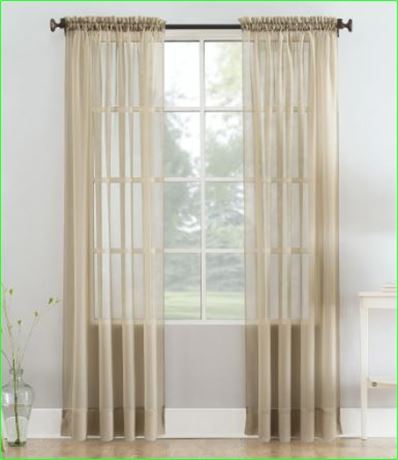 (2) Mainstays Sheer Curtain Panels, Taupe, 50"x96"