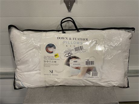 Luxury Natural Down & Feather Bed Pillows 2 Pack