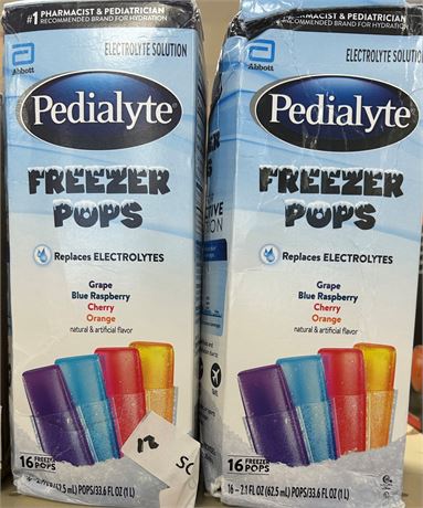 Lot of (TWO) Boxes of 16 Pedialyte Freezer Pops