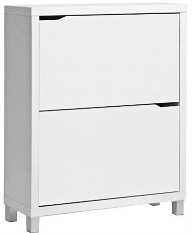Baxton Studio Simms Modern Shoe Cabinet, White, 9.25"D x 31.25"W x 37"H