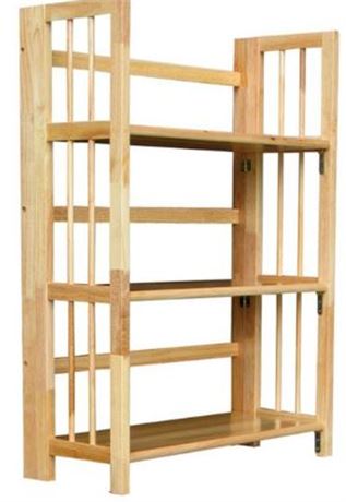 3-Tier Stackable Folding Bookcase,  27.5W x 11.5D x 38H in., natural