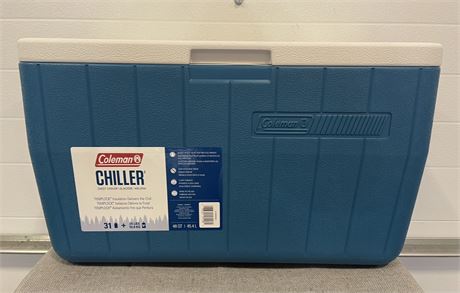 Coleman Chiller 48QT Hard Sided Cooler, Ocean Blue