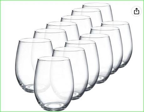 (2) Cases of Luminarc 15oz Stemless Wine Glasses, 12ct,  (24) TOTAL