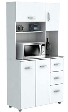Inval America 4 Door Storage Cabinet with Microwave Cart