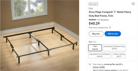 Zinus Paige Compack® 7" Metal Heavy Duty Bed Frame, Twin