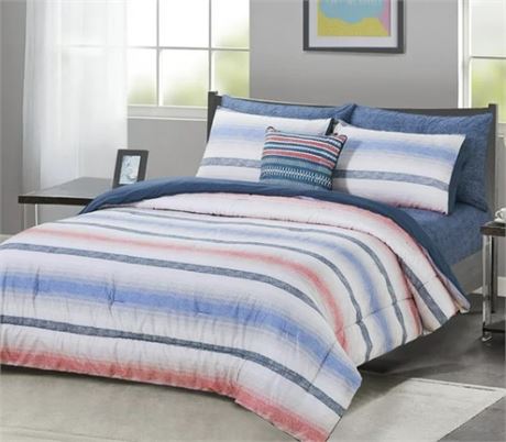 Chaps Home Striped 8 piece Comforter set, FULL