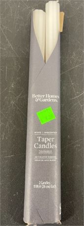 Better Homes & Gardens Unscented Taper Candles, White, 2-Pack