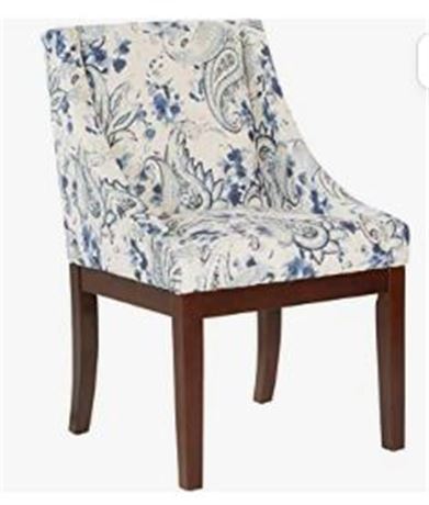 OSP Home Furnishings Monarch Dining Chair, Paisley Blue and Medium Espresso